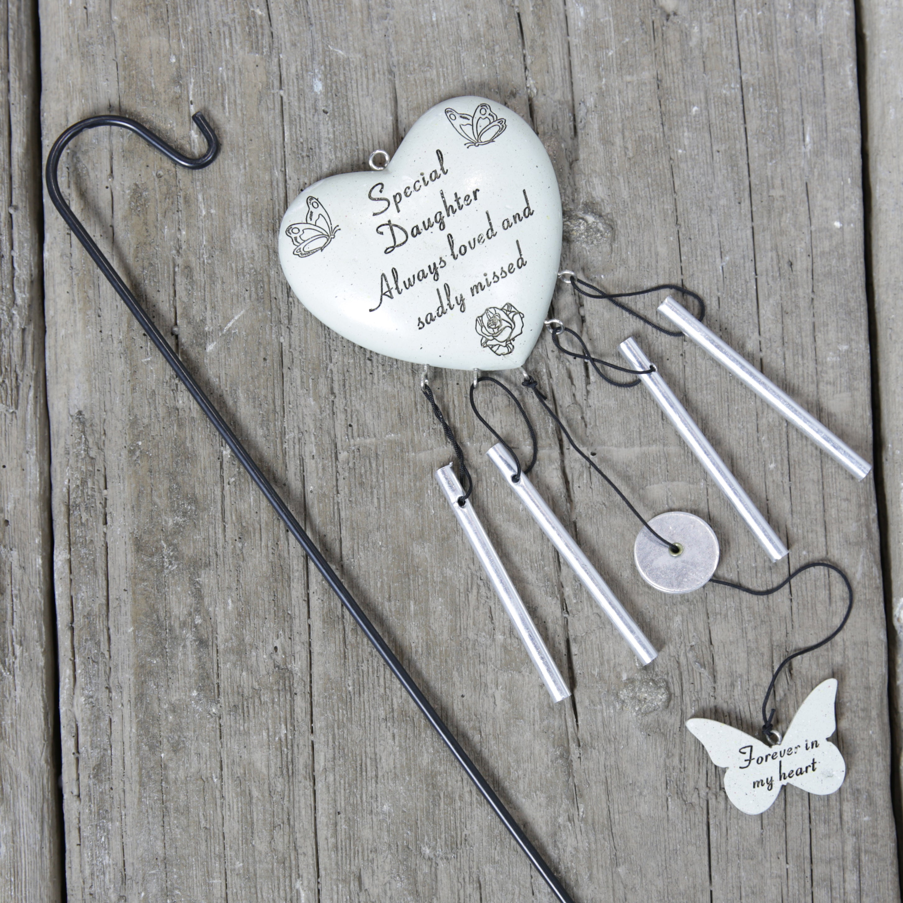 David Fischhoff Grave Memorial Wind Chime Heart Stone Ornament - Daughter