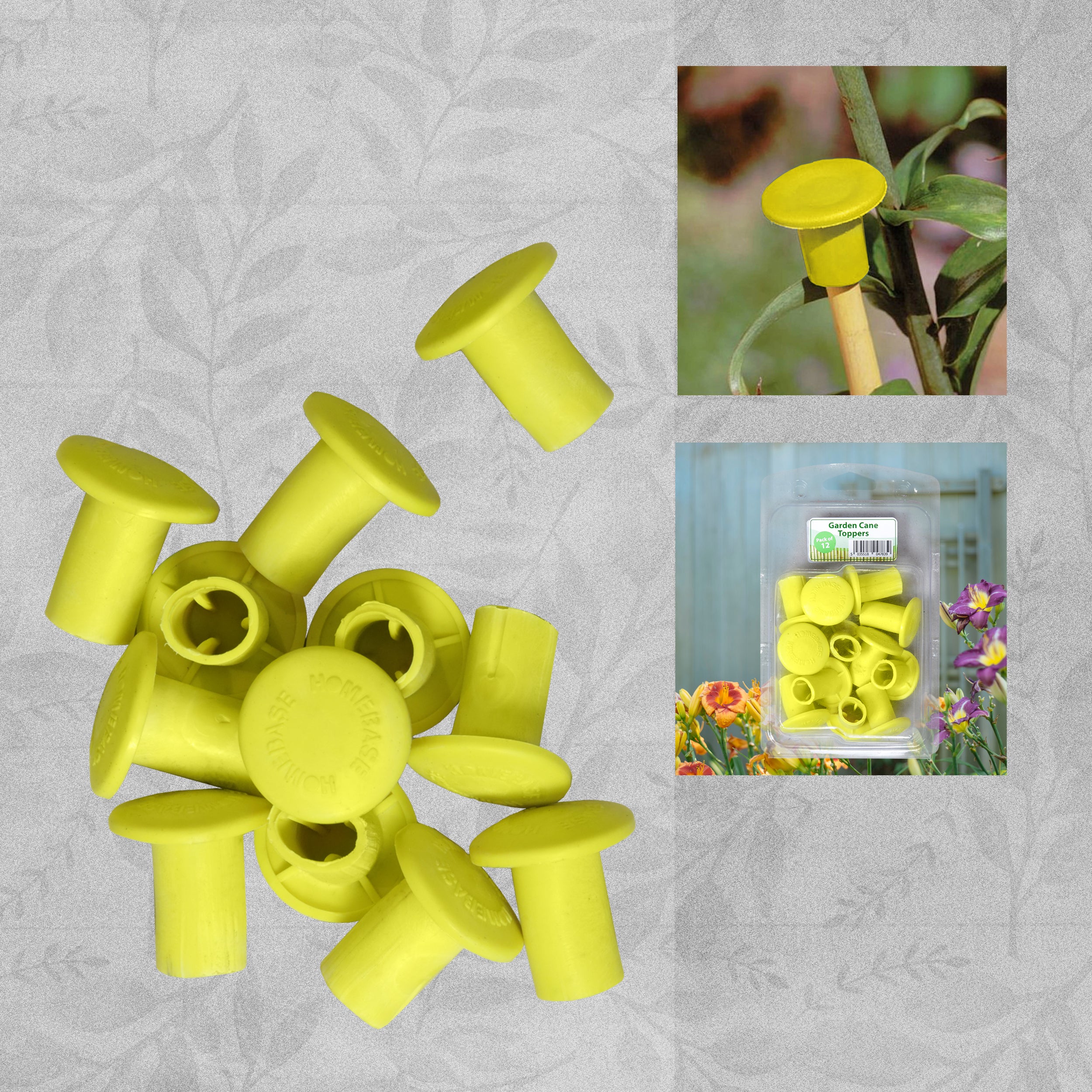 Garden Bamboo Cane Toppers - Pack of 12