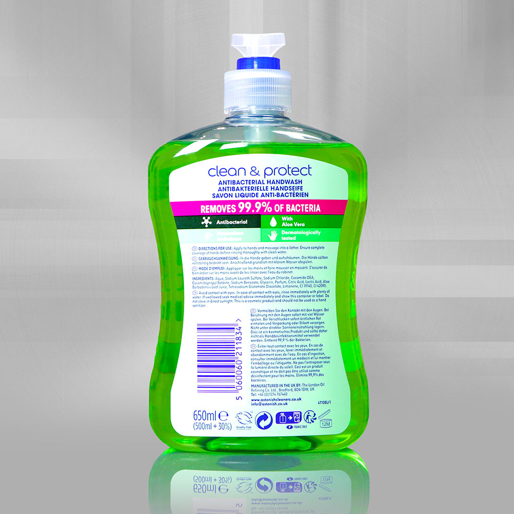 Astonish - Clean & Protect Antibacterial Handwash with Aloe Vera 650ml