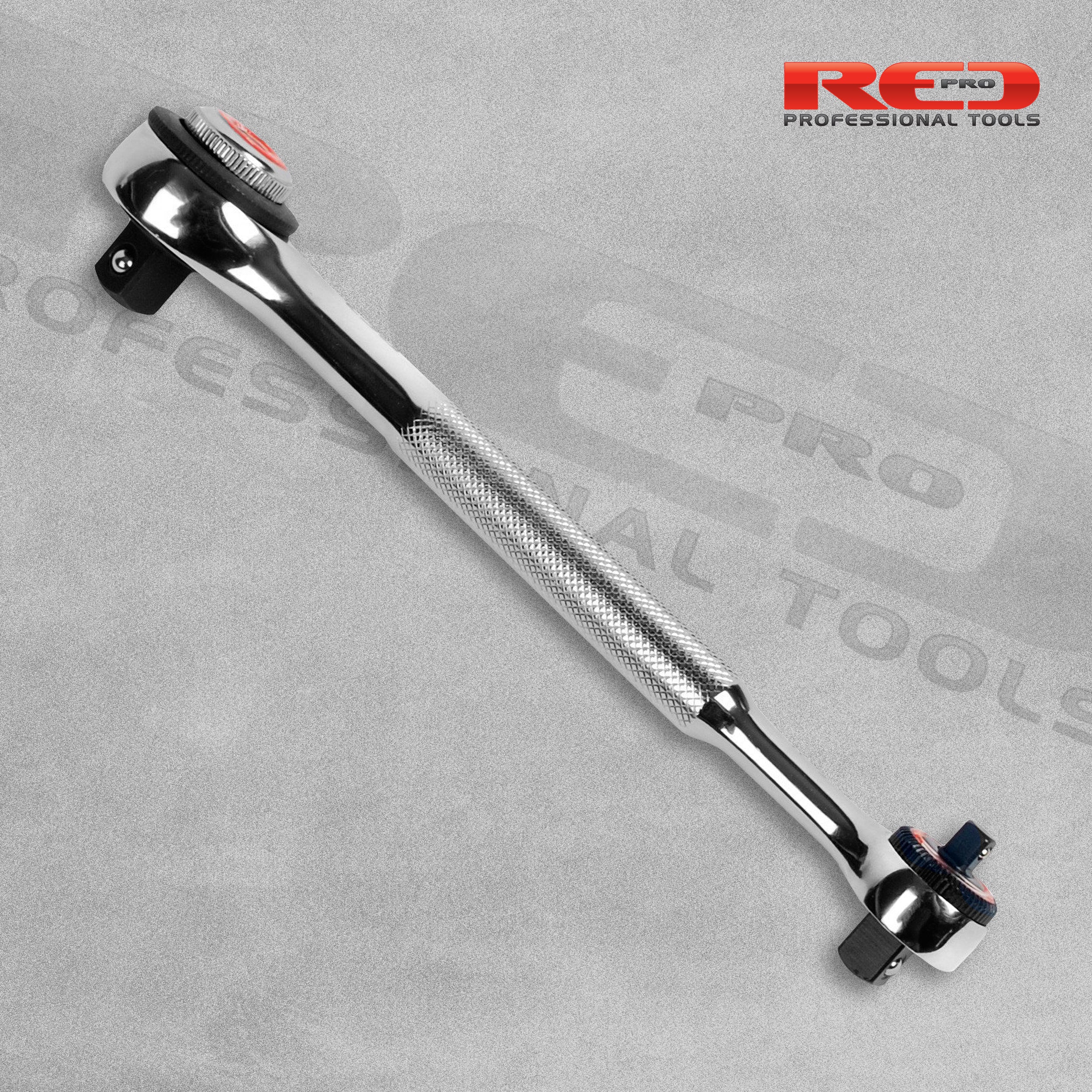 Red Pro Tools 3 in 1 Ratchet Handle - 1/4" 3/8" & 1/2" Drive