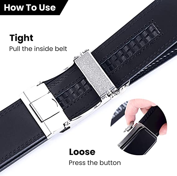 Tougerjoy Real Leather Mens Click Belt - Brown