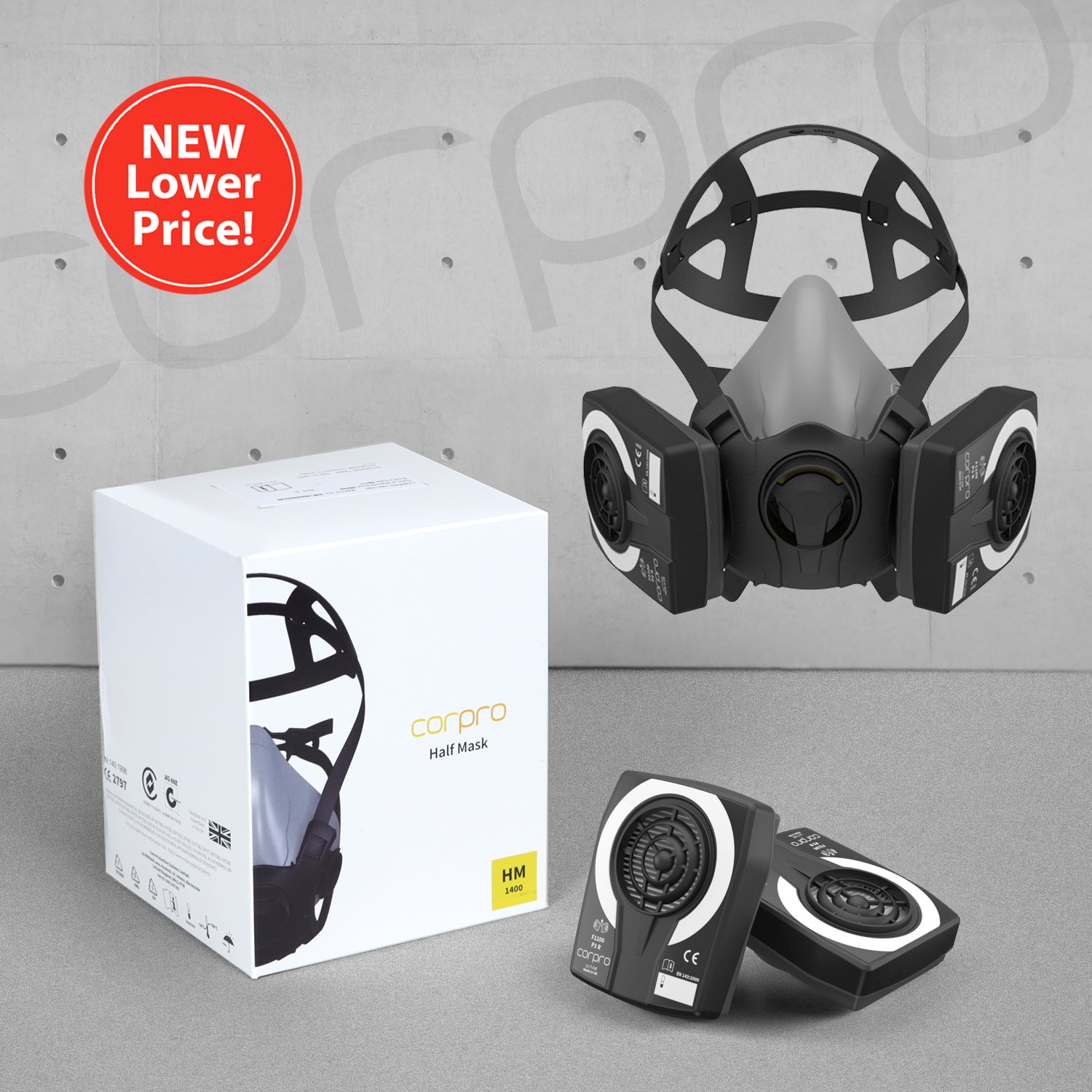 Corpro - Half Face Mask HM1400 - Small, Medium & Large Available