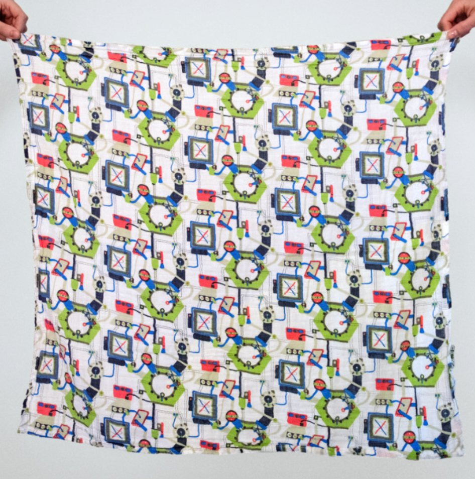 Z-O-E 100% Cotton Baby Muslin Square Gift Set of Three Muslins - Mechanised Dodos Themed