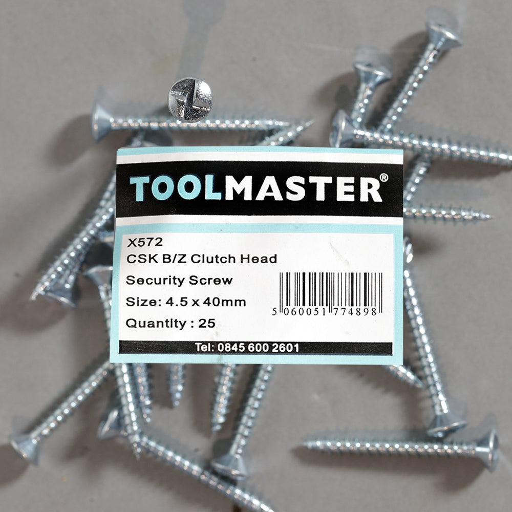 Toolmaster CSK B/Z Clutch Head Security Screw 4.5 x 40mm