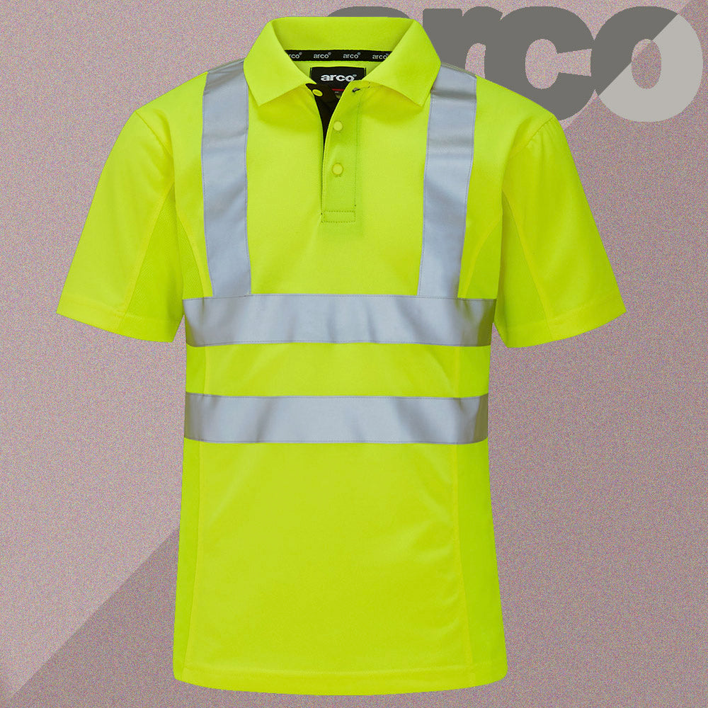 Arco Safety Workwear - Class 2 Hi Vis Yellow Polo Shirt Short Sleeve