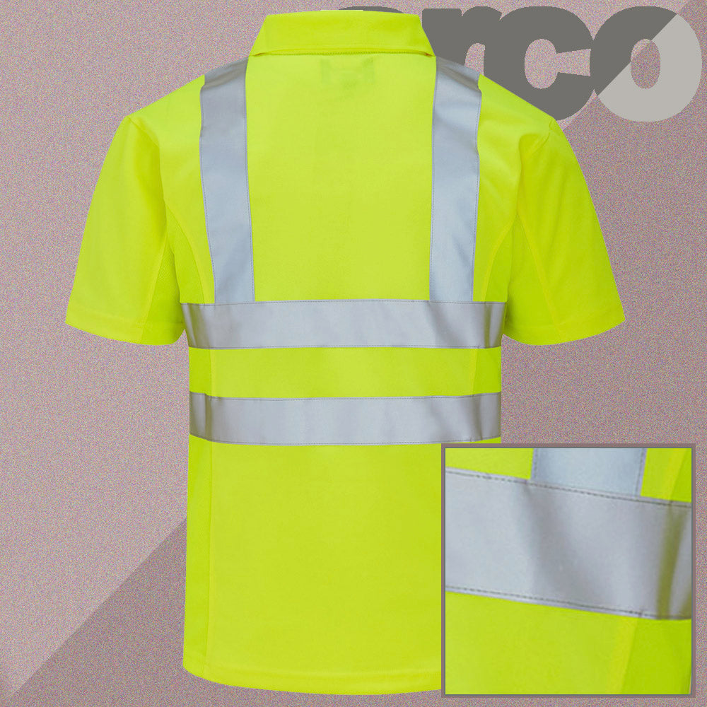 Arco Safety Workwear - Class 2 Hi Vis Yellow Polo Shirt Short Sleeve