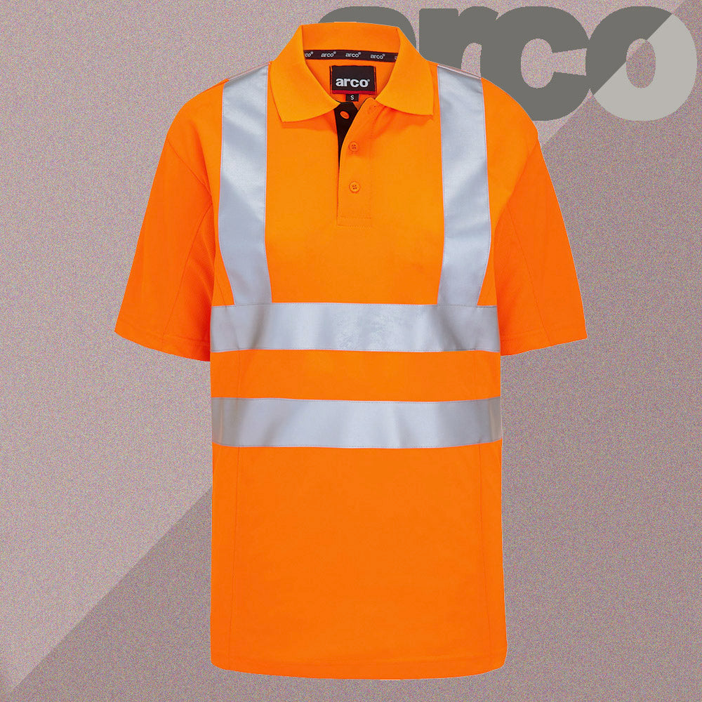 Arco Safety Workwear - Class 2 Hi Vis Orange Polo Shirt Short Sleeve