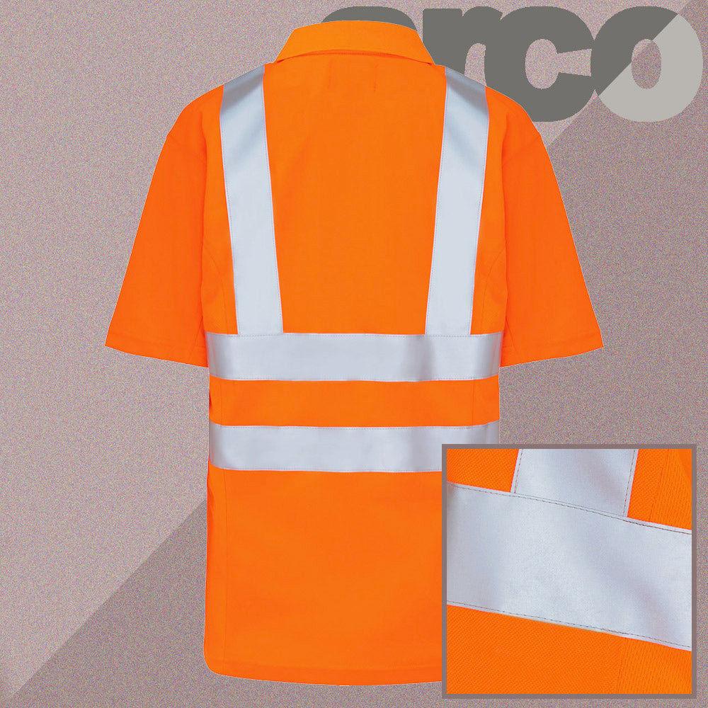 Arco Safety Workwear - Class 2 Hi Vis Orange Polo Shirt Short Sleeve