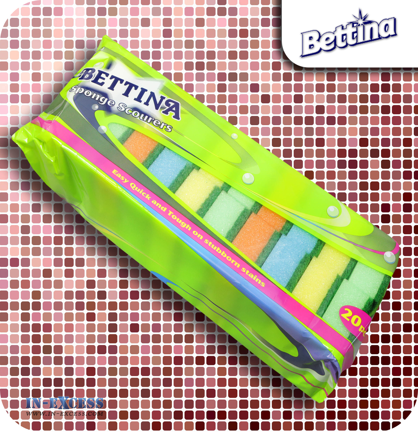 Bettina Sponge Scourers Assorted Colours - Pack of 20