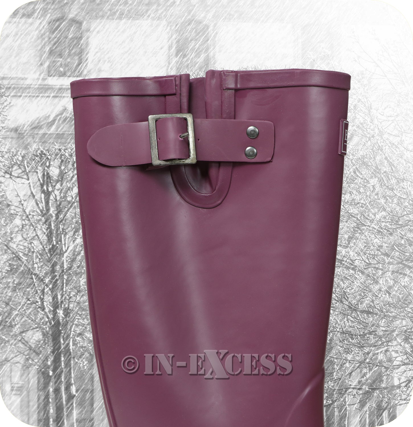 Briers Stylish Adjustable Neoprene Lined Wellington Walking Boots - Aubergine Wellies