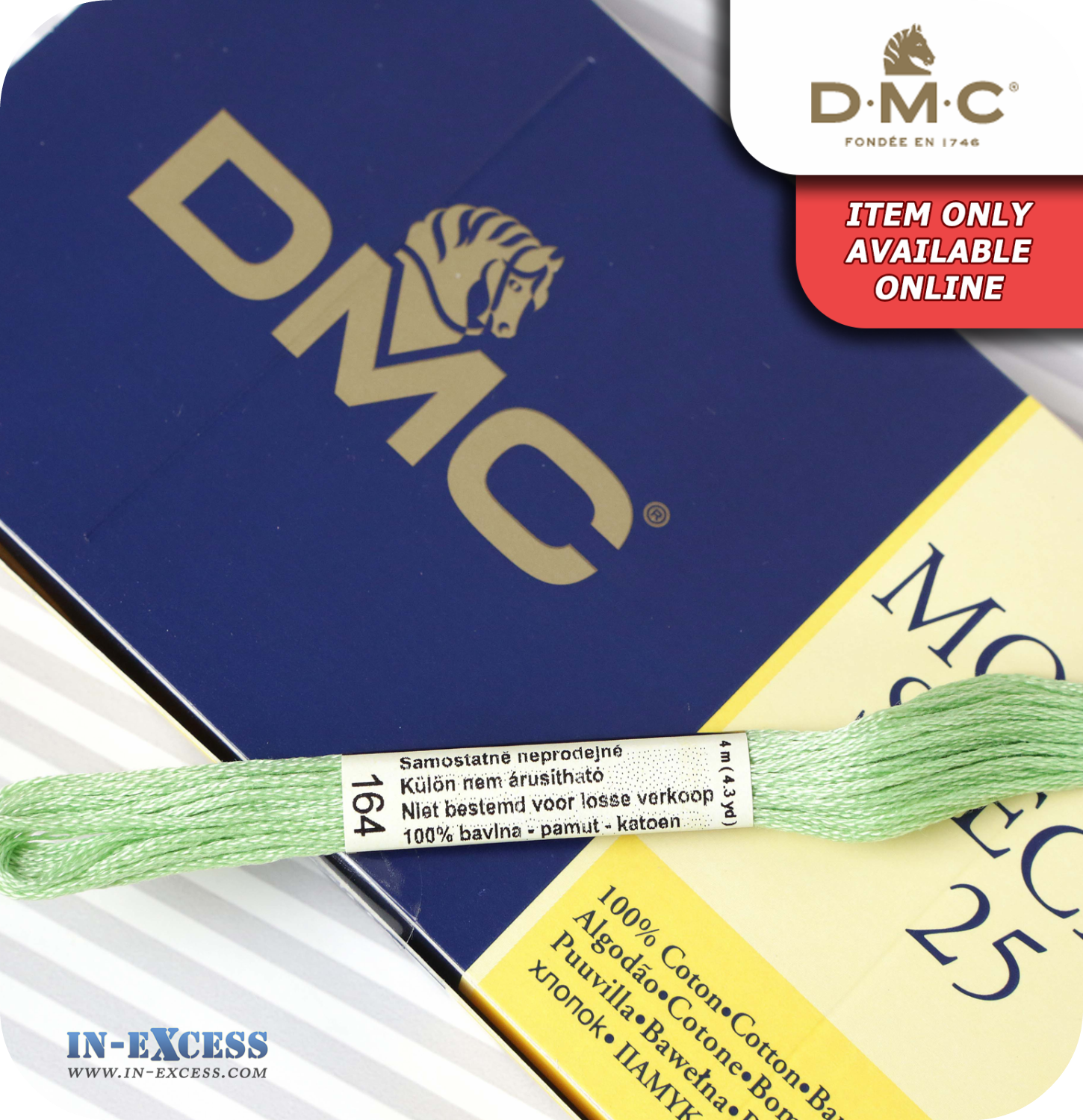 DMC Mouliné Special 25 Cotton Thread - Pack of 16 Skeins (164 Light Green)