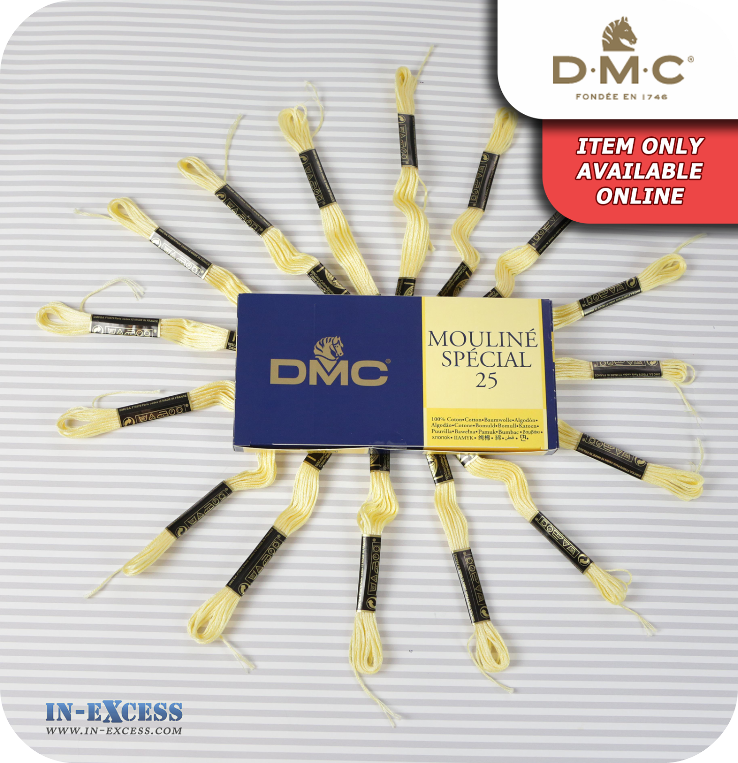 DMC Mouliné Special 25 Cotton Thread - Pack of 16 Skeins (745 Pale Yellow)
