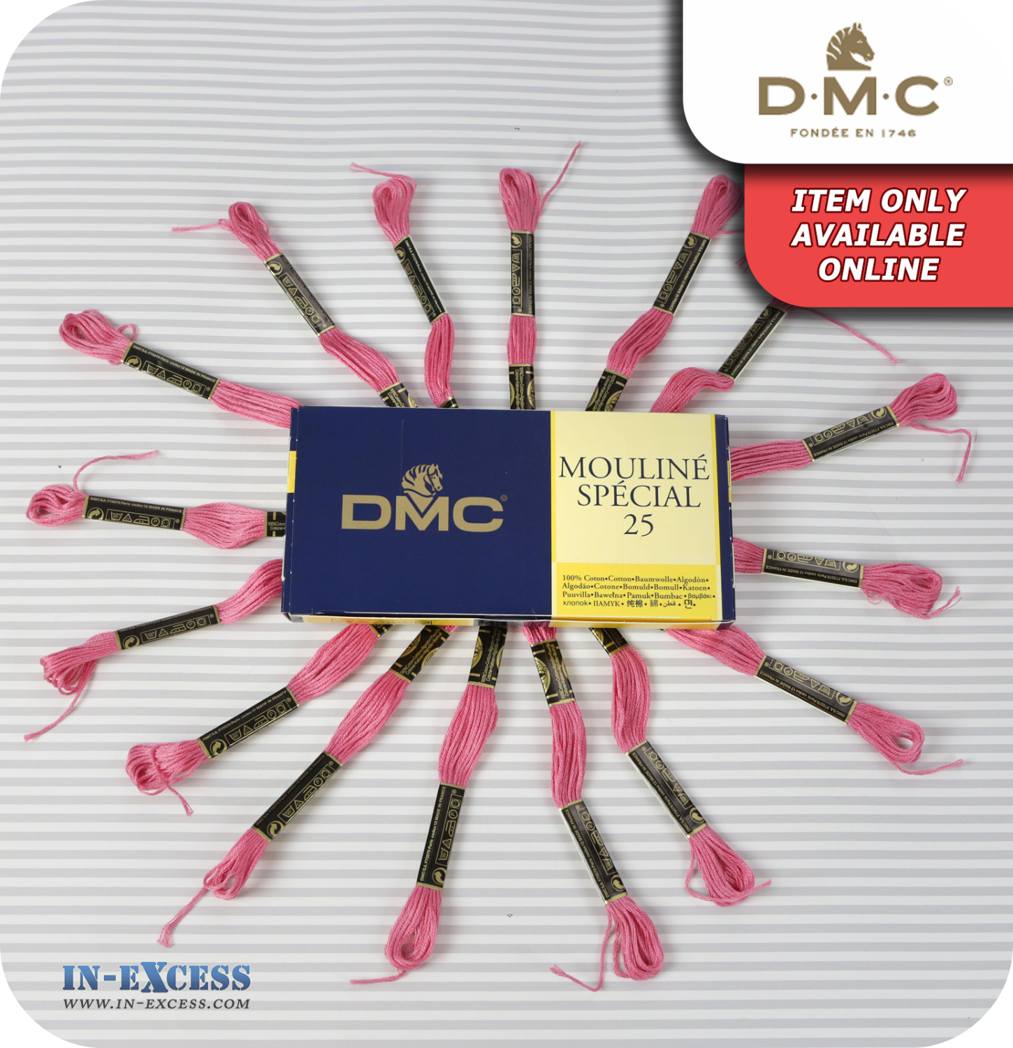 DMC Mouliné Special 25 Cotton Thread - Pack of 16 Skeins (899 Medium Rose)