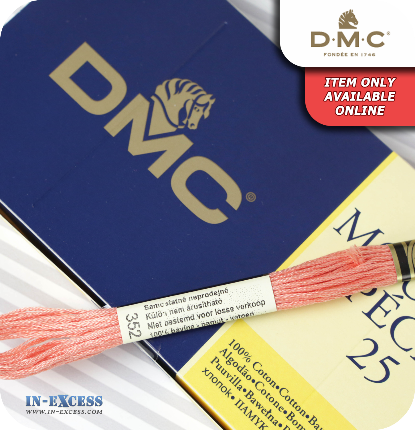 DMC Mouliné Special 25 Cotton Thread - Pack of 16 Skeins (352 Light Coral)