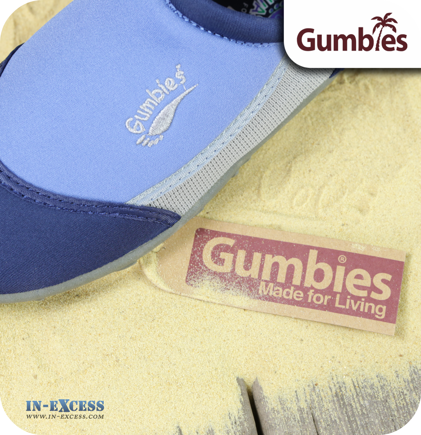 Gumbies Aqua Beach Shoes - Navy & Royal Blue - Sizes 3 (EU36) - 12 (EU46)