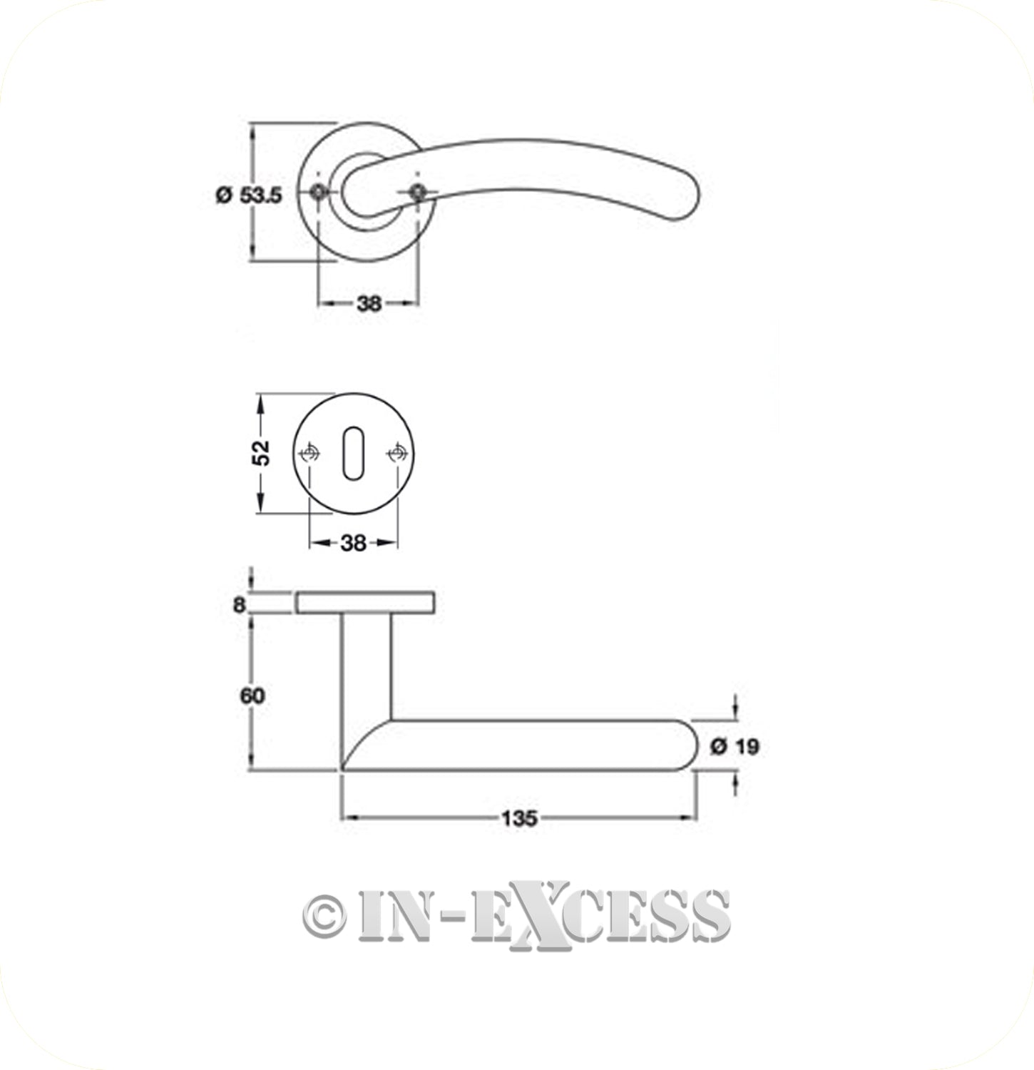 Hafele Hardware Bathroom Standard Keyway Profile Lever Handle & Rose Door Set - Polished Chrome Stainless Steel