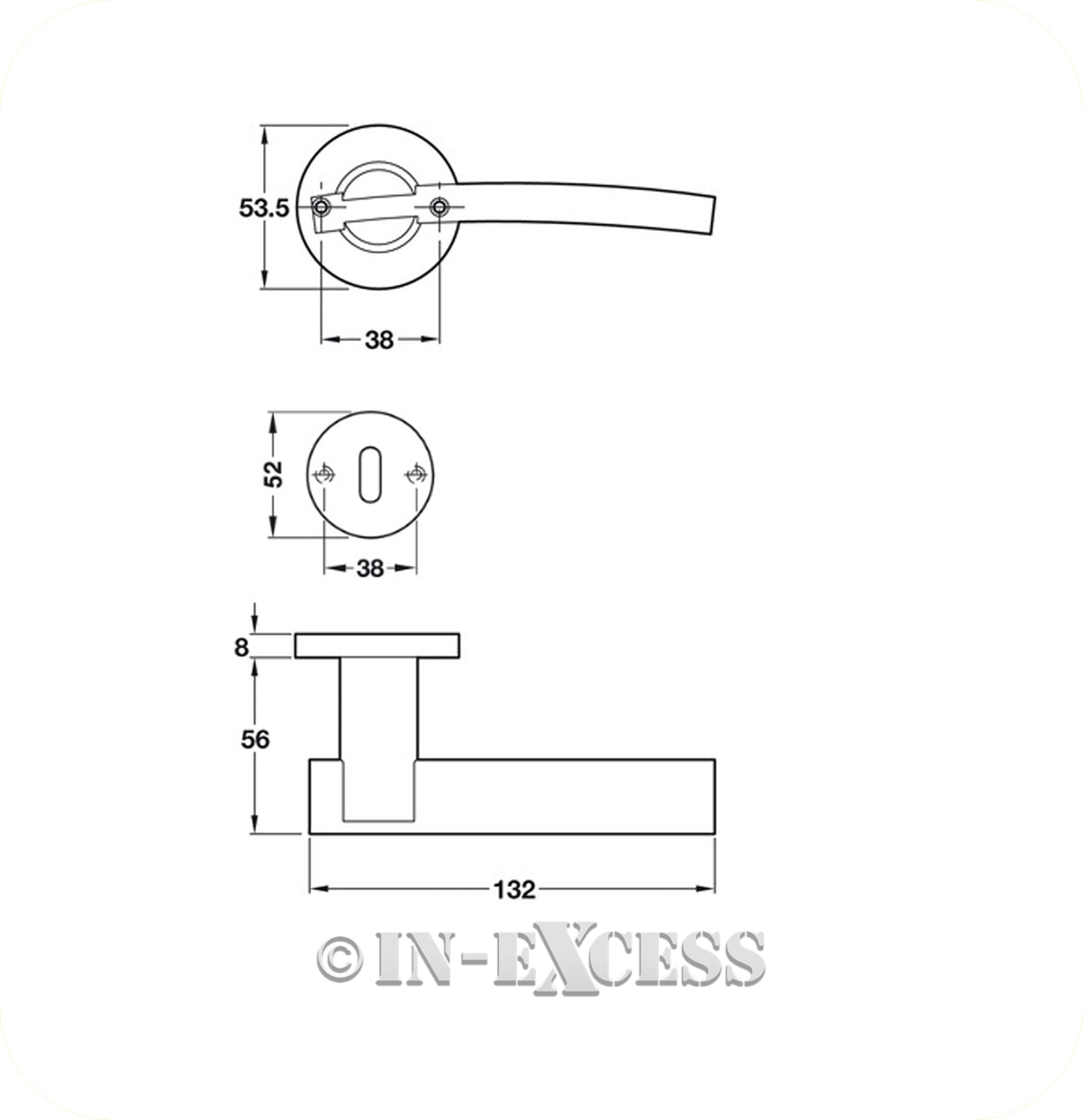 Hafele Hardware Bathroom Standard Keyway Profile Lever Handle & Rose Door Set - Polished Chrome Stainless Steel