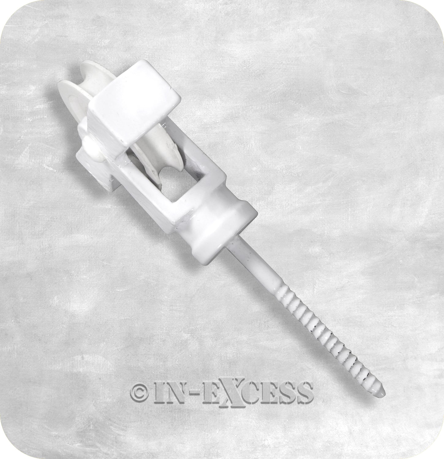 In-Excess Hardware White Coated Cast Screw Laundry Pulley - 44mm Single Pulley