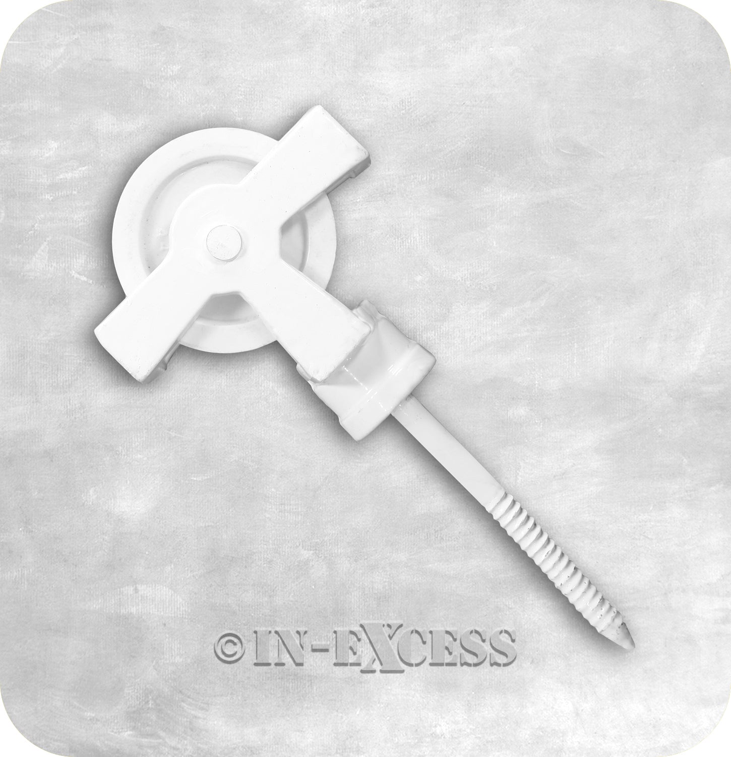 In-Excess Hardware White Coated Cast Screw Laundry Pulley - 44mm Double Pulley