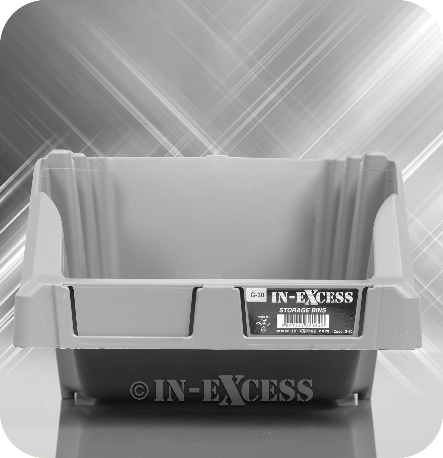 In-Excess Hardware Heavy Duty Multi-Purpose Large Stackable Storage Bin - Grey