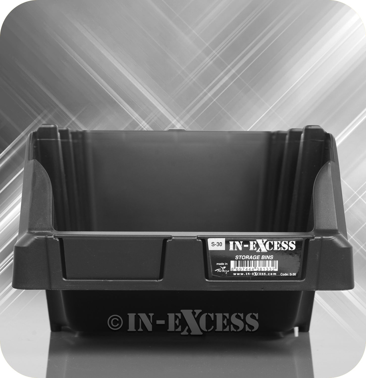 In-Excess Hardware Heavy Duty Multi-Purpose Large Stackable Storage Bin - Black