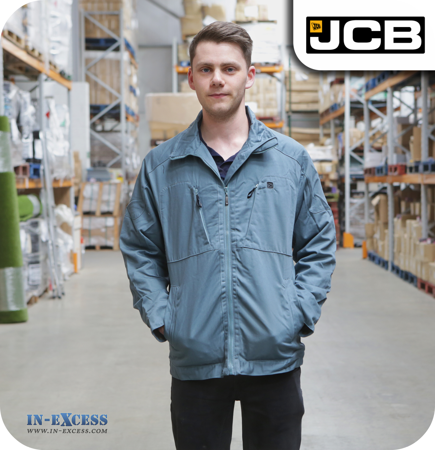 JCB Men's Drivers Jacket - Steel Blue (JA00009)