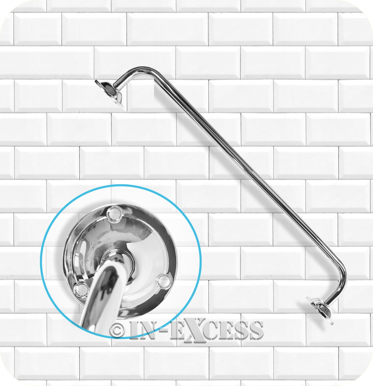 Metlex Carlton Bathroom Accessories Fixed End Towel Rail - Chrome Finish