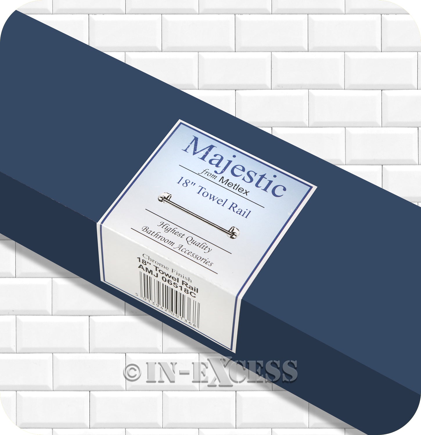 Metlex Majestic Bathroom Accessories Encase Ends Towel Rail - Chrome Finish