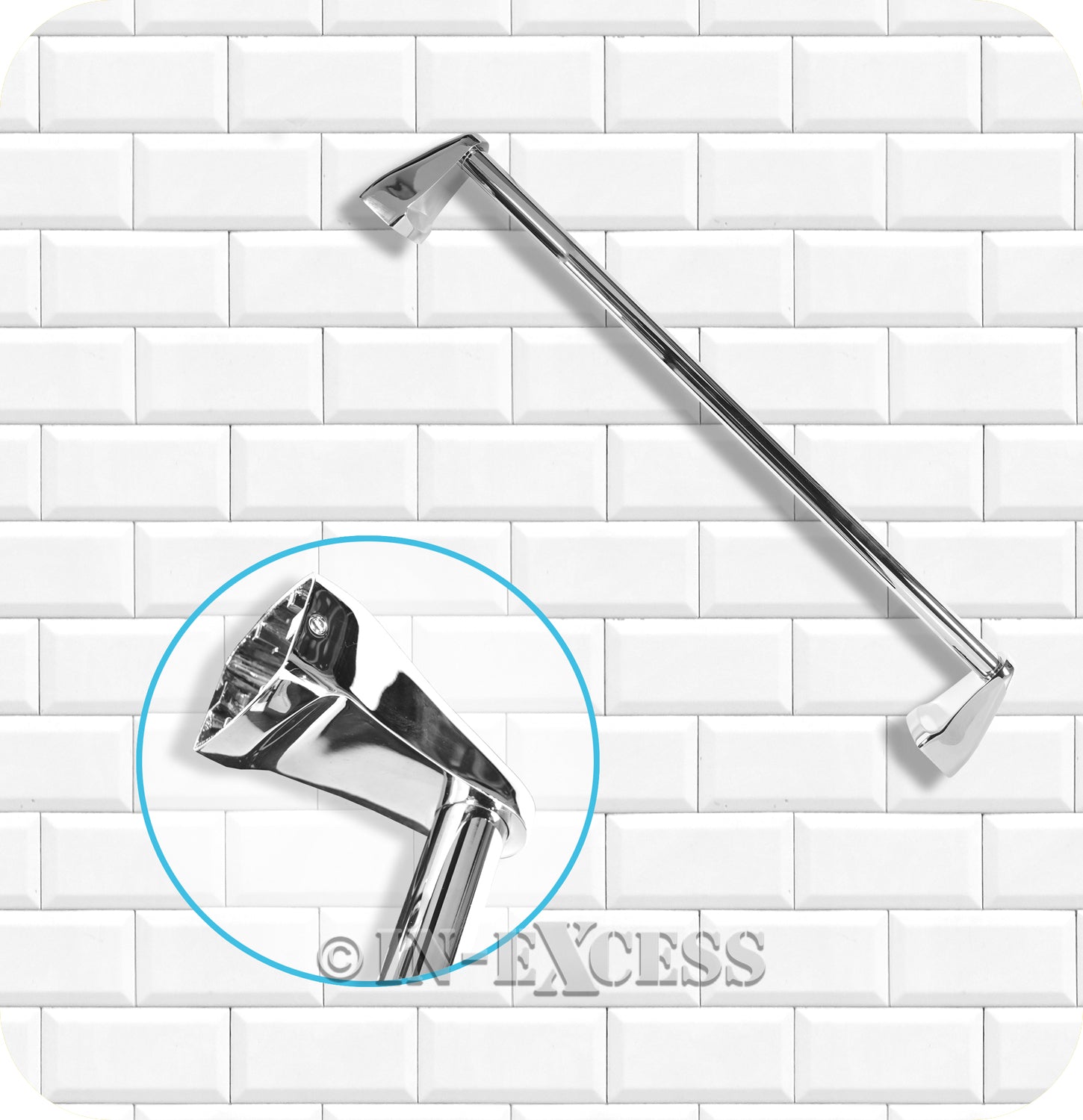 Metlex Majestic Bathroom Accessories Encase Ends Towel Rail - Chrome Finish