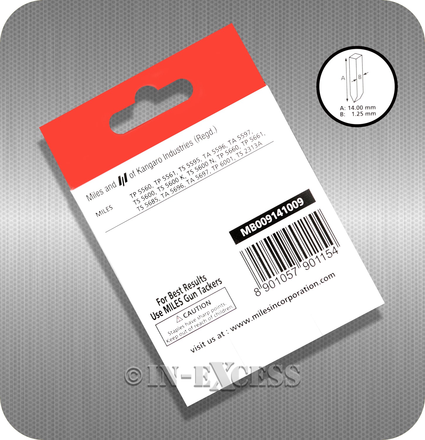 Miles Staple Pin Nail Gun Refill Staples No.9 - 14mm (9/16")