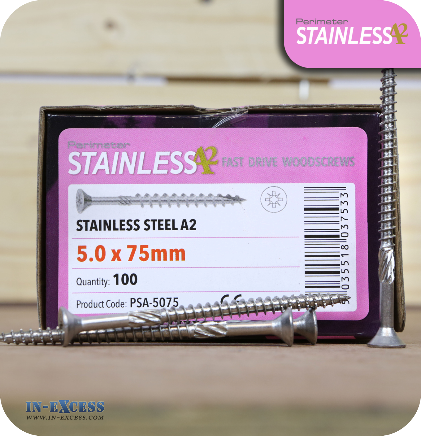 Perimeter Stainless Steel A2 Torx Wood Screws 5.0 x 75mm - Pack of 100