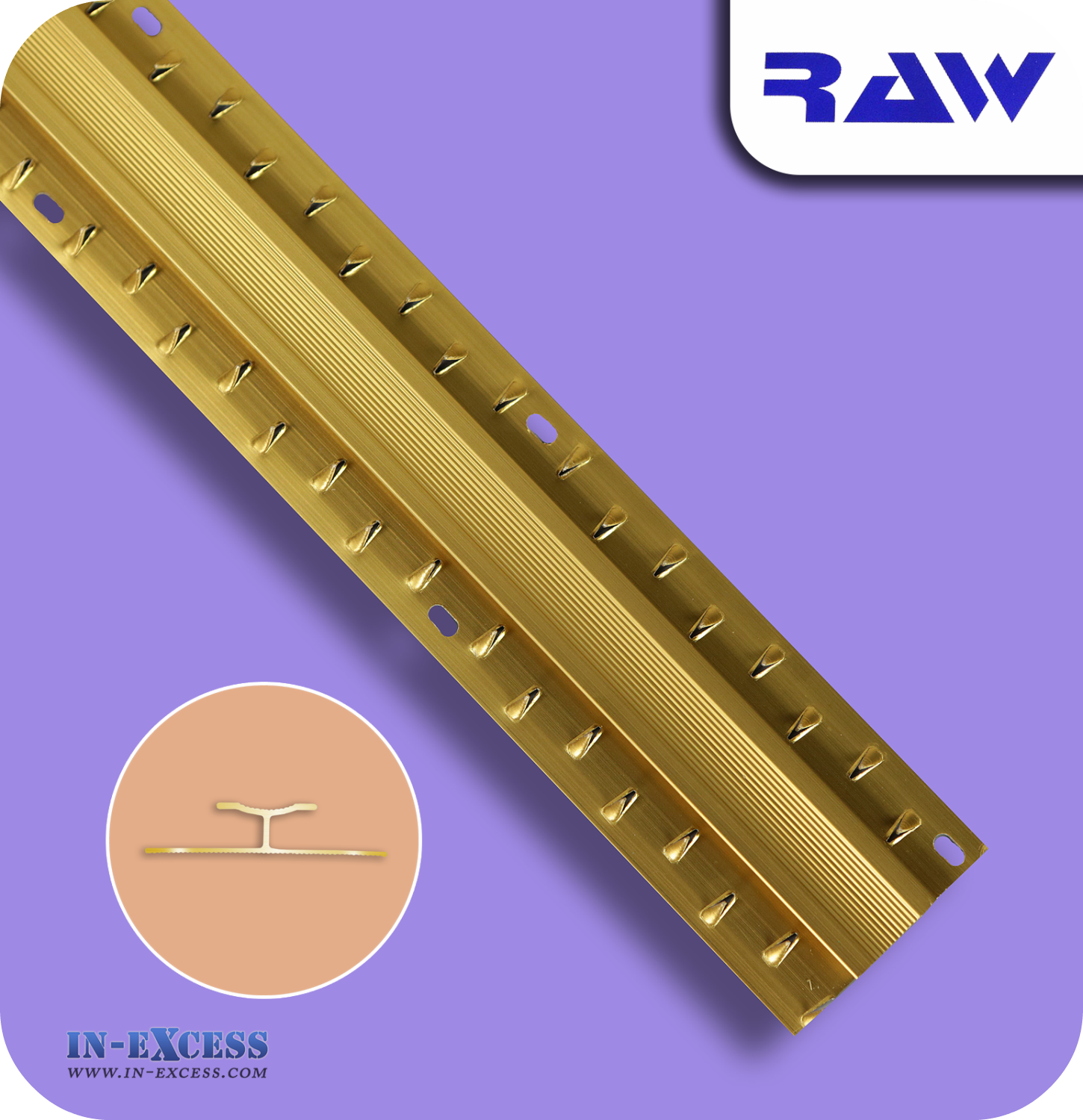 RAW Aluminium Carpet Strip Dual Grip Standard - Gold (M203)