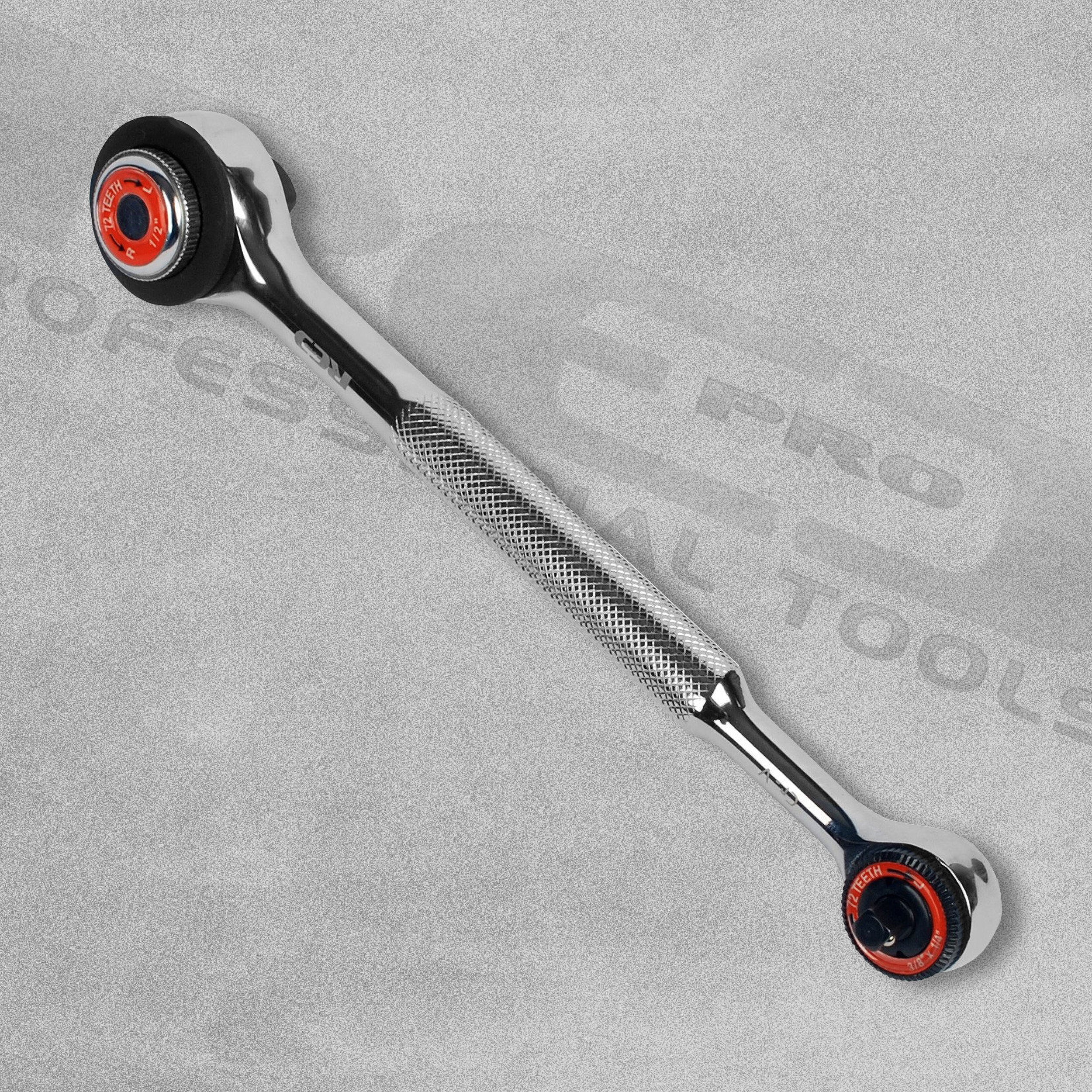 Red Pro Tools 3 in 1 Ratchet Handle - 1/4" 3/8" & 1/2" Drive