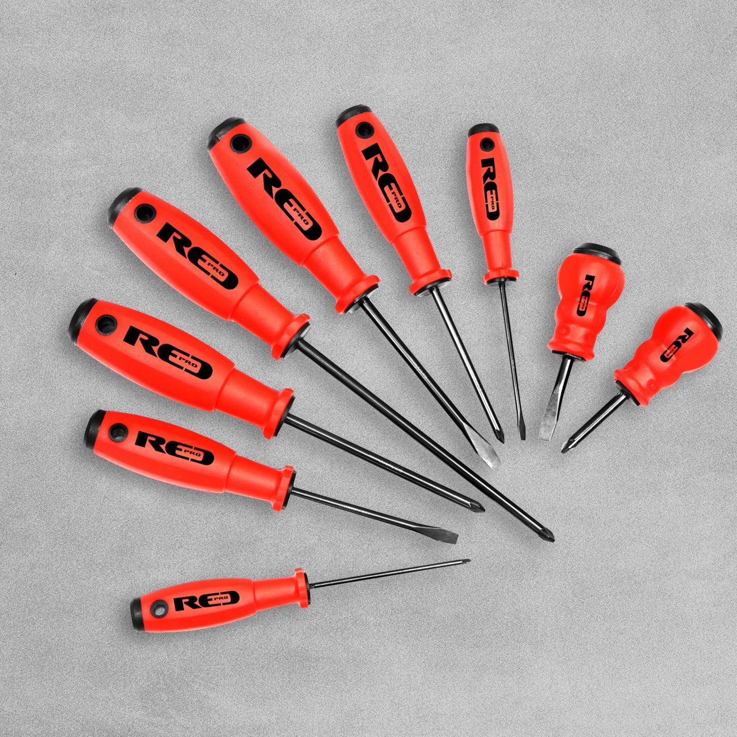 Red Pro Tools Screwdriver Set - 9 Pieces