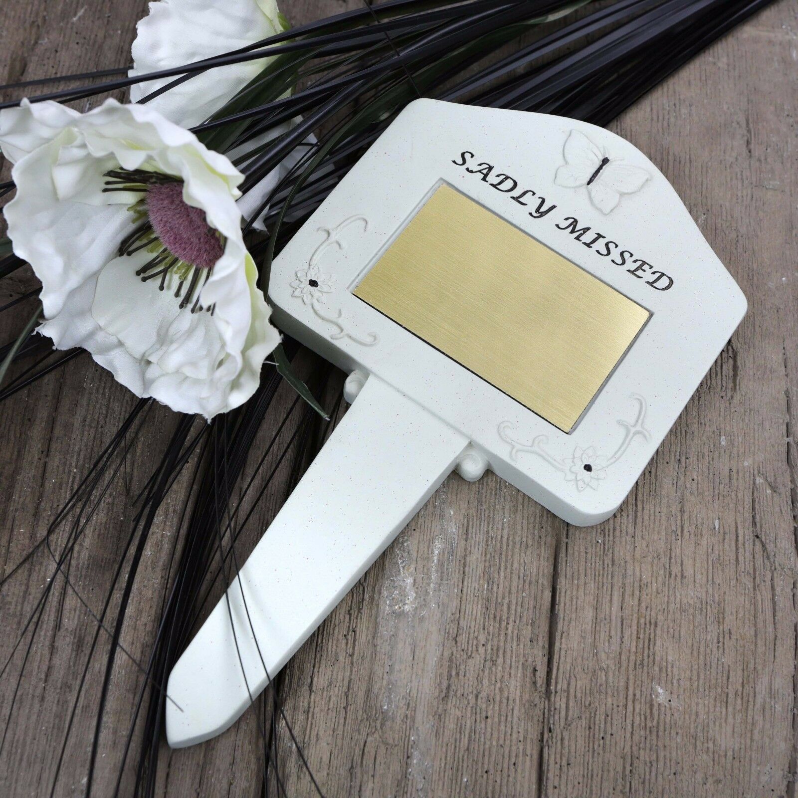 David Fischhoff Engravable Grave Memorial Stake Ornament Stone -Sadly Missed