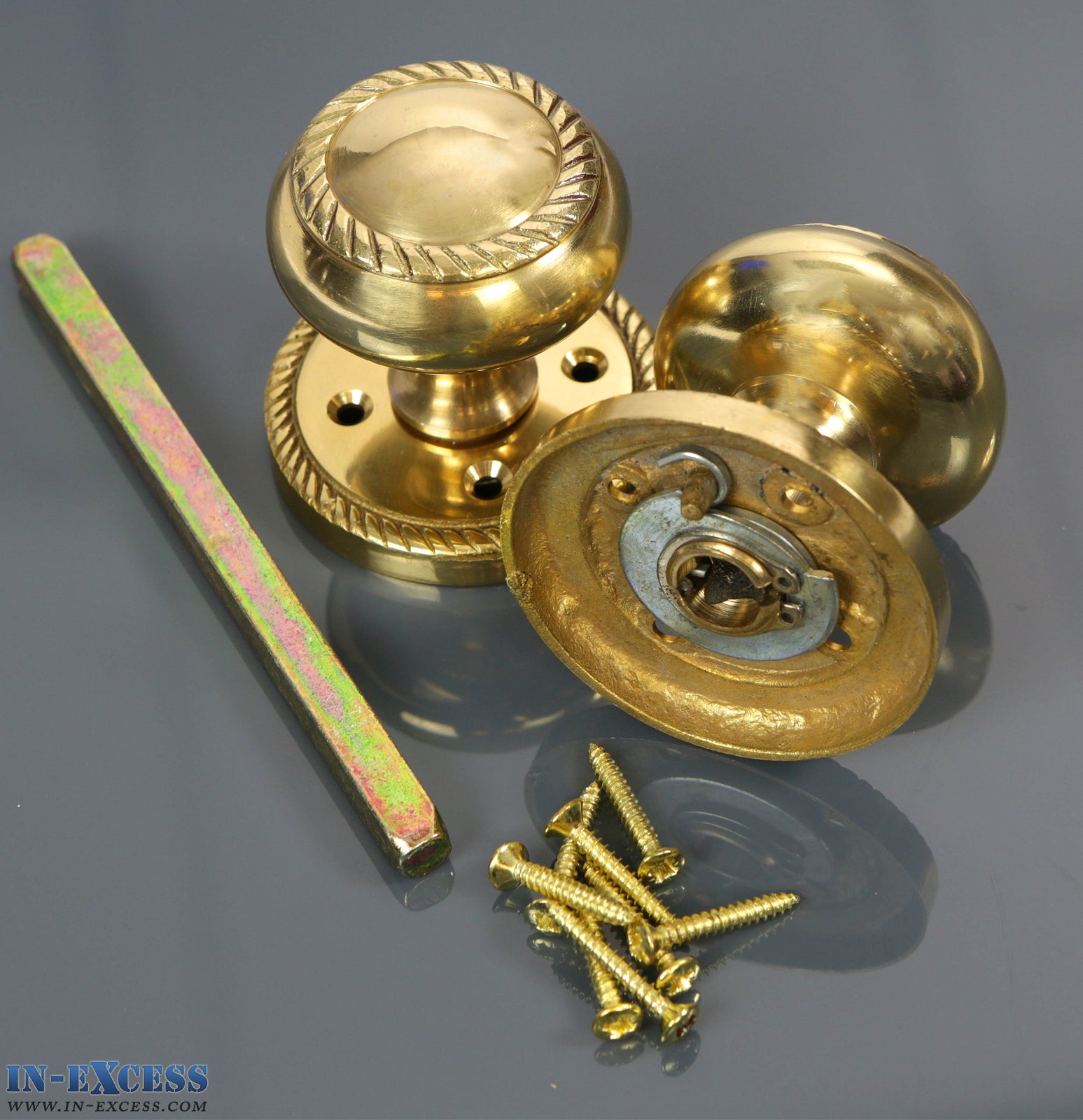 Specialist Brass Geo Mortice Knob, Spindle & Screws