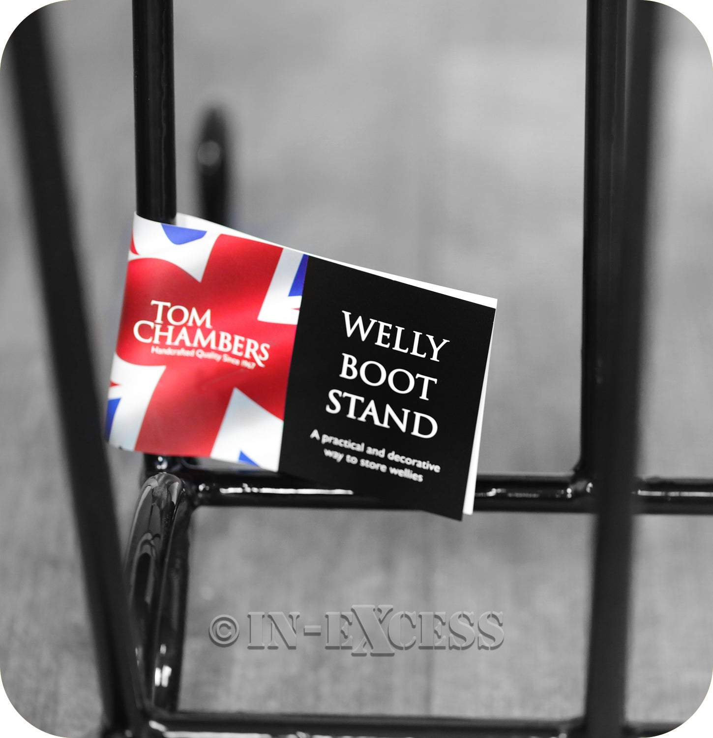 Tom Chambers Heavy Duty Decorative Double Wellington Boot Stand Holder - Black