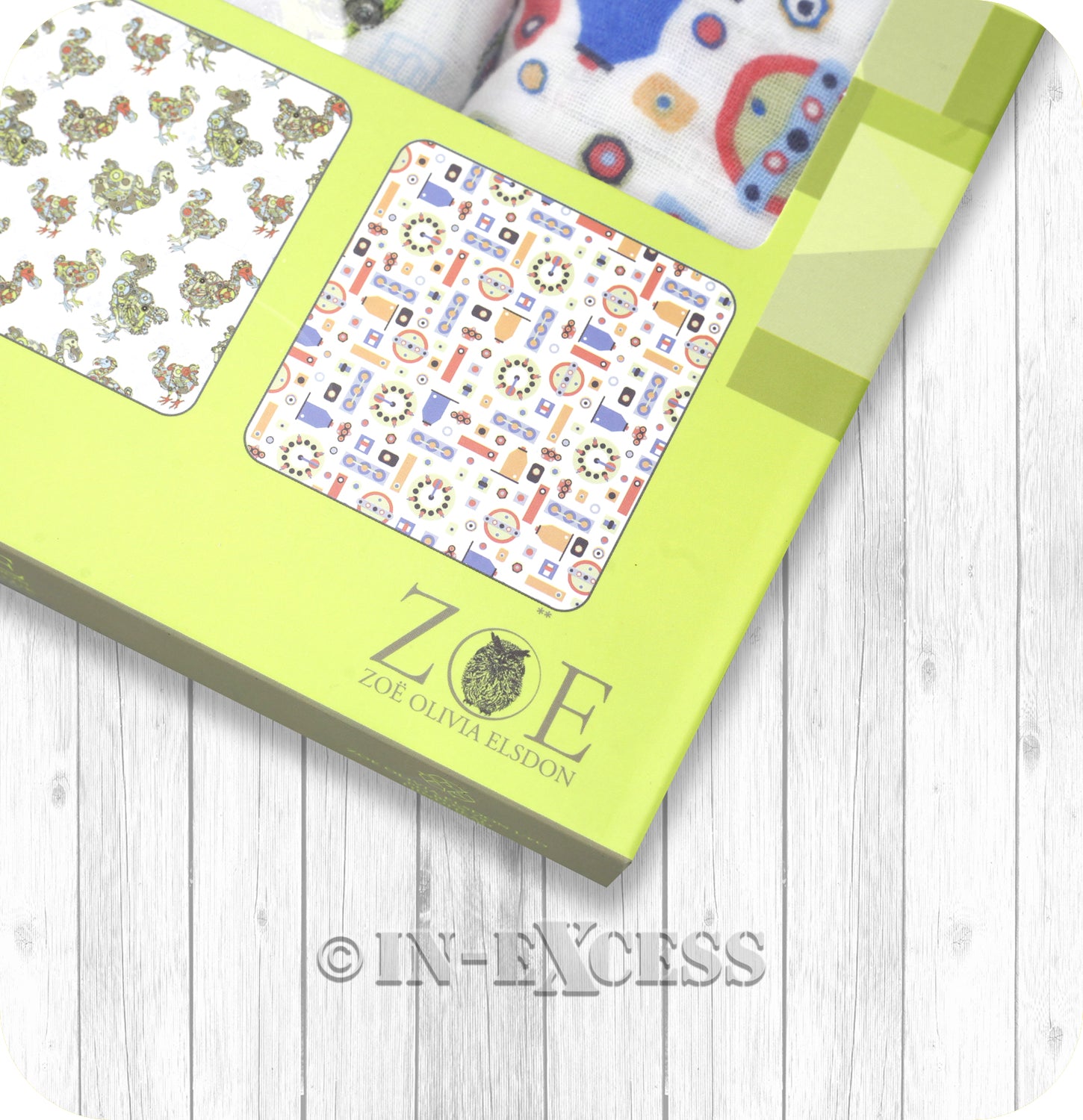 ZOE 100% Cotton Baby Muslin Square Gift Set - Mechanised Dodos