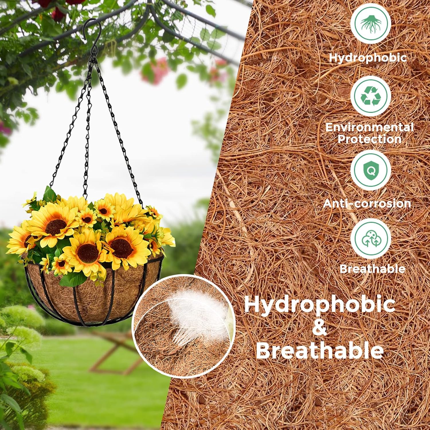 Down to Earth Coco Liners for Hanging Baskets - various sizes