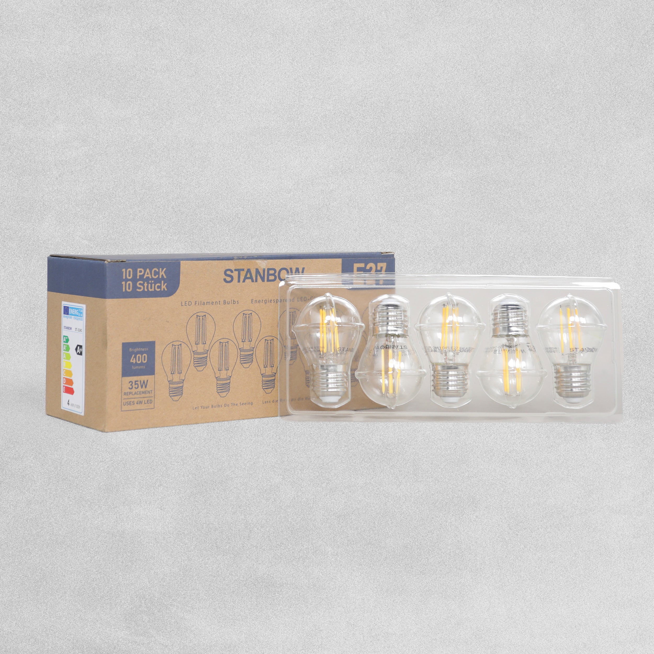 Stanbow  E27 35W LED Filament Bulbs 400 Lumens - Pack of 10 screw in light bulbs