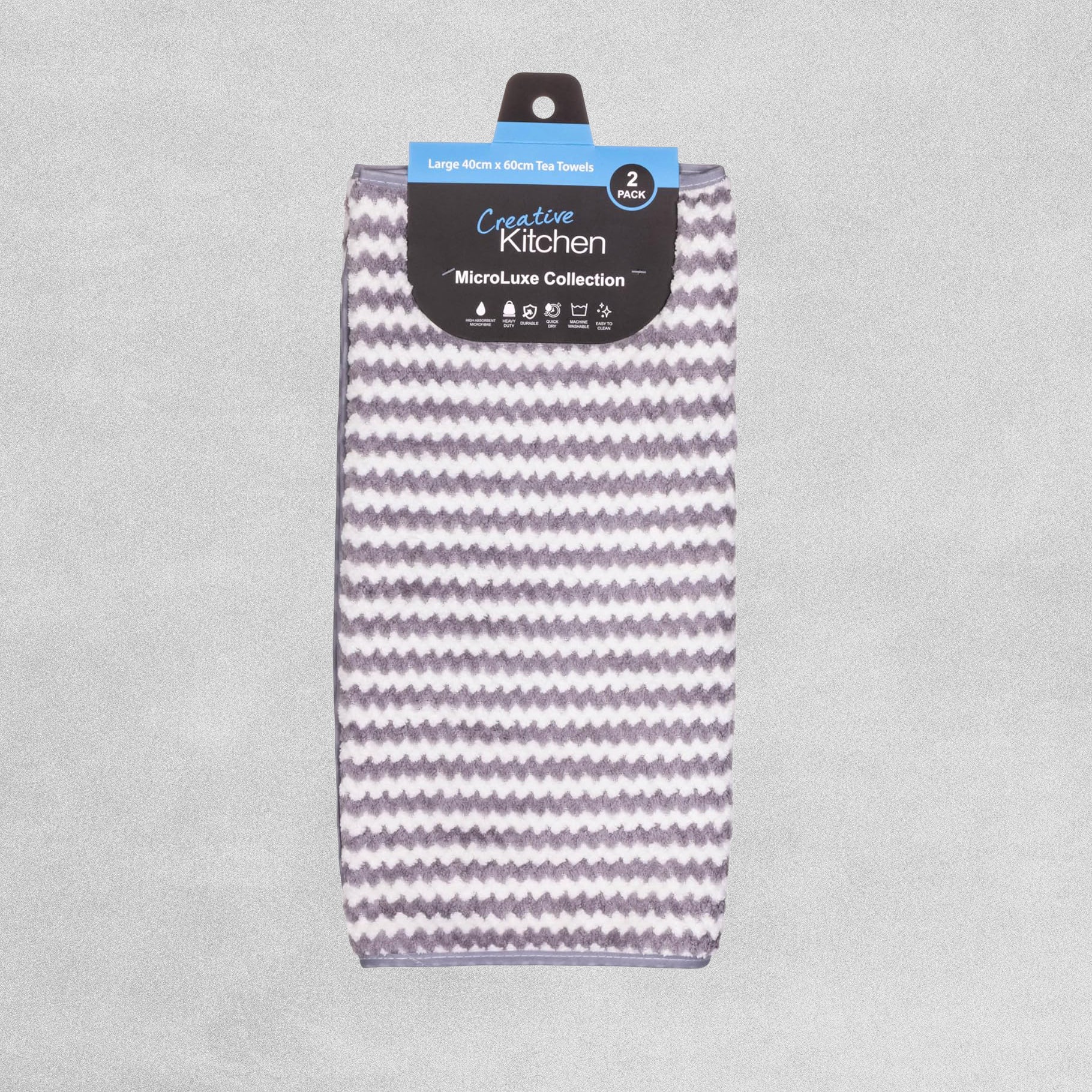 Creative Kitchen Microluxe Collection Tea Towels - Large 40cm x60 cm 2 Pack