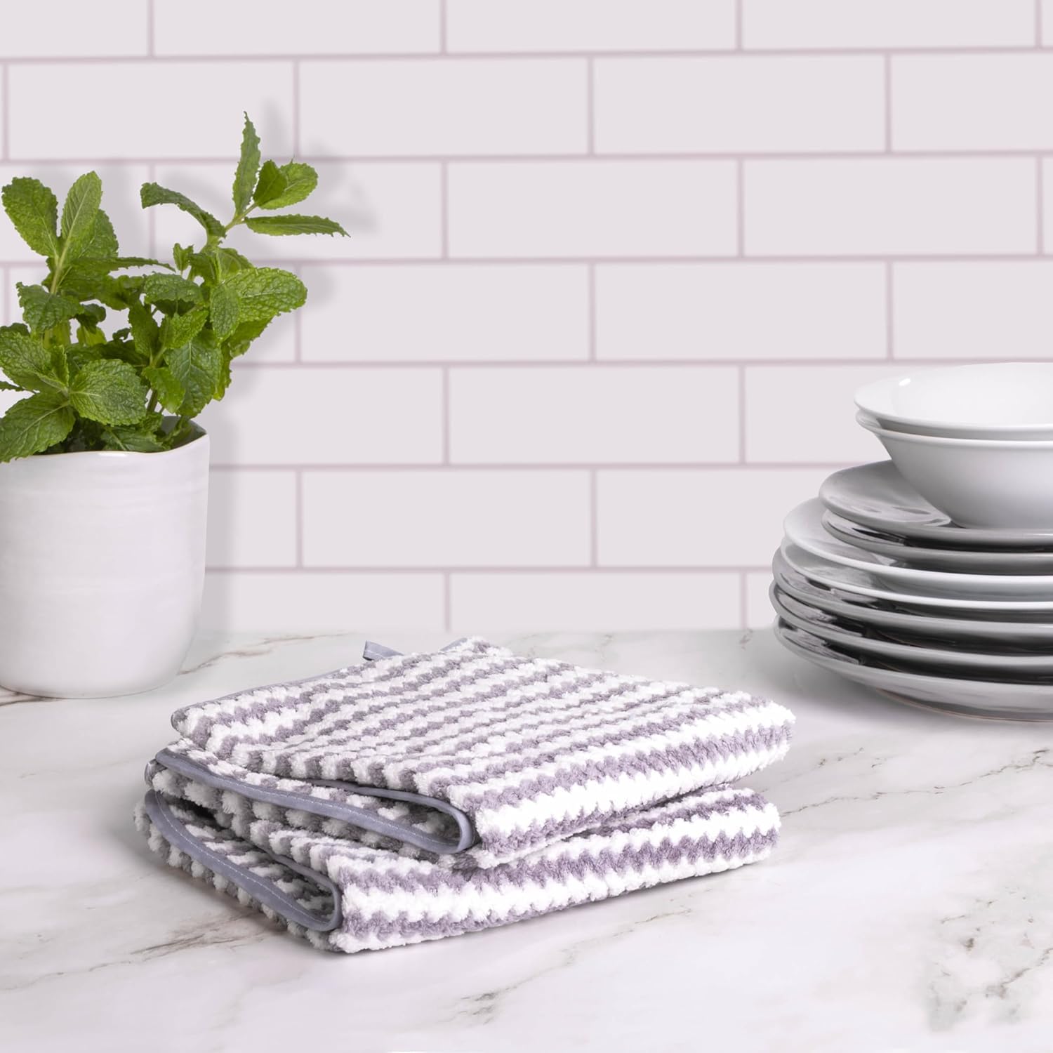 Creative Kitchen Microluxe Collection Tea Towels - Large 40cm x60 cm 2 Pack