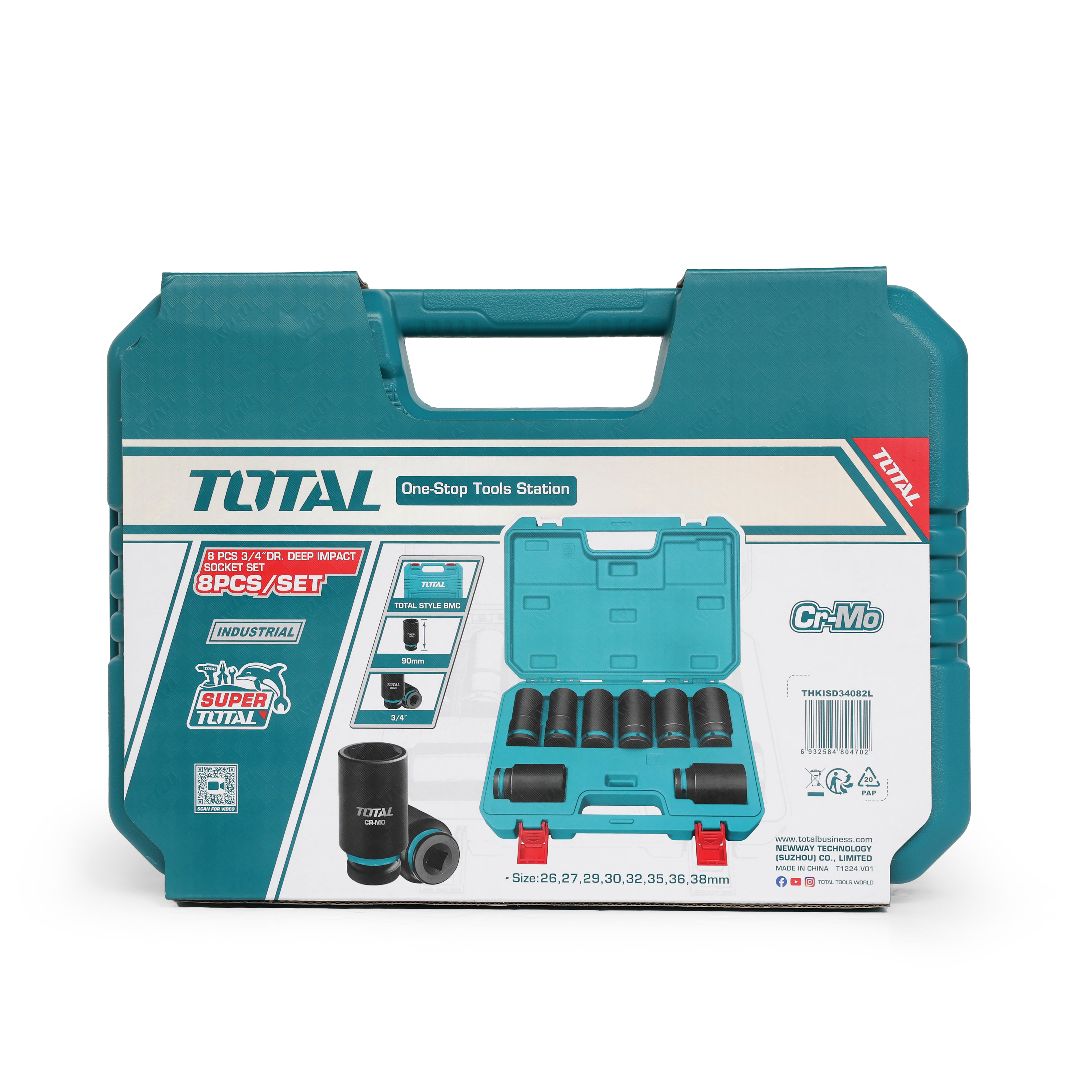 Total 3/4" Drive Deep Impact Socket Set 3/4" Drive 10pcs - THKISD34082L