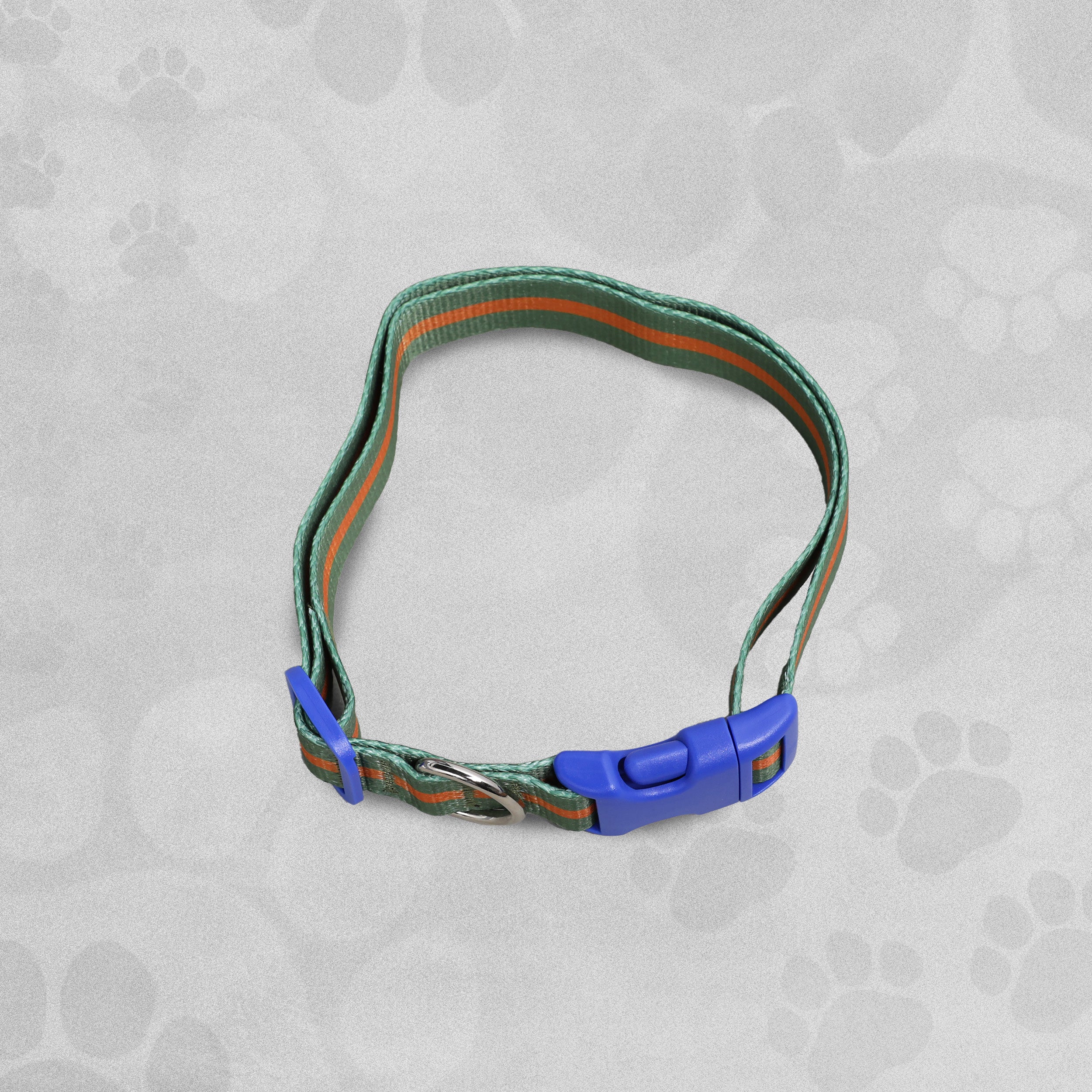 Dog Collar - Green/Orange Striped - Various Sizes Available