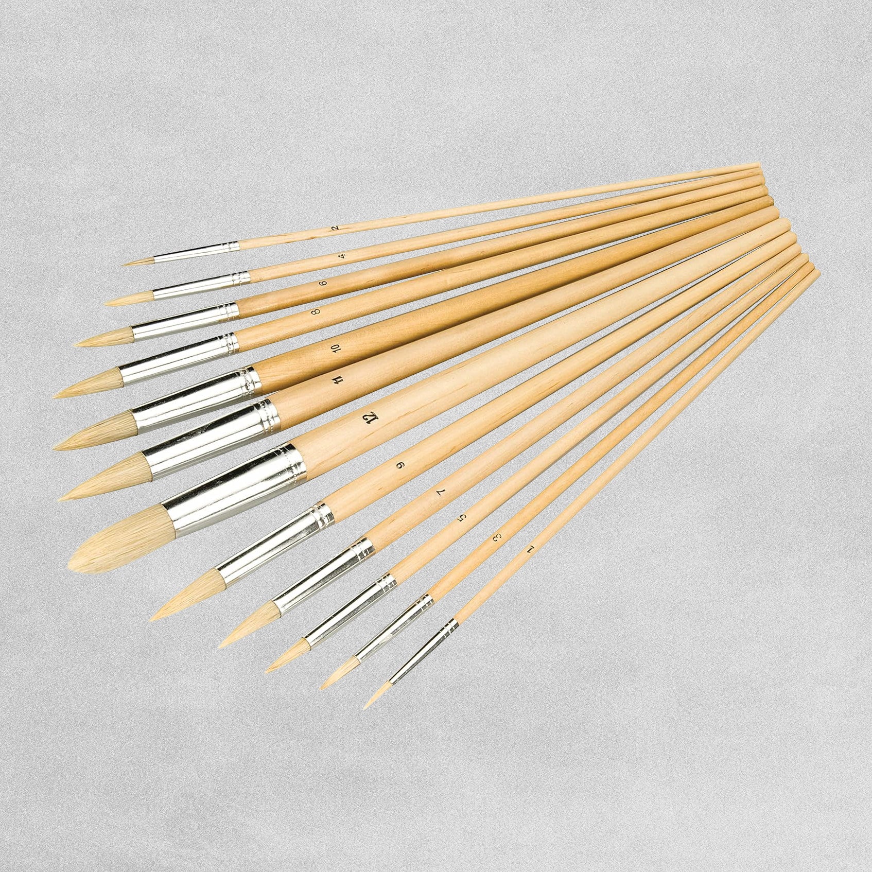 Silverline Artist Paint Brush Set 12pc Round  & Pointed Tips