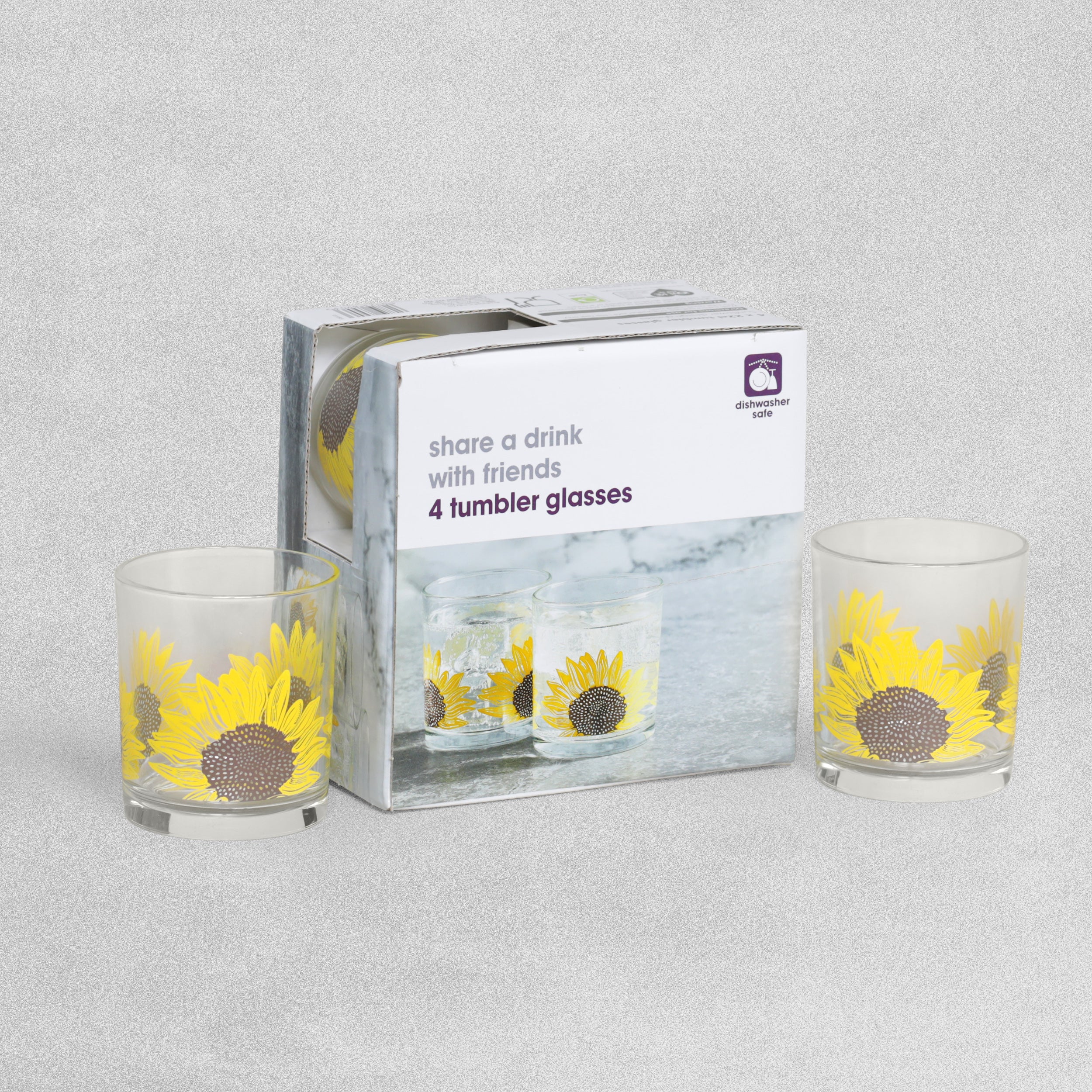 Sunflower Set of 4 Glass Tumblers 22cl