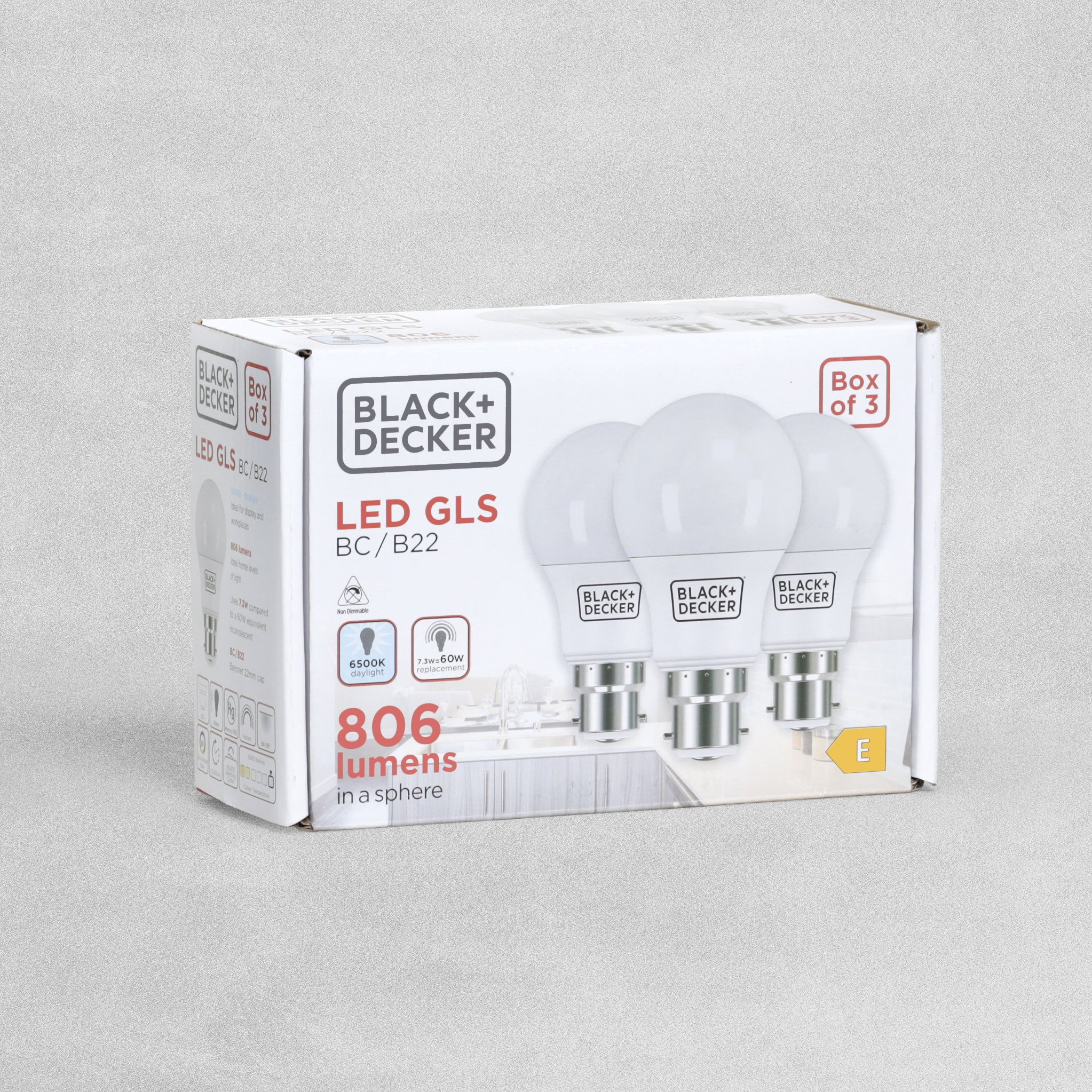 Black & Decker LED GLS Lightbulbs Pack of 3 Light Bulbs 7.3W B22