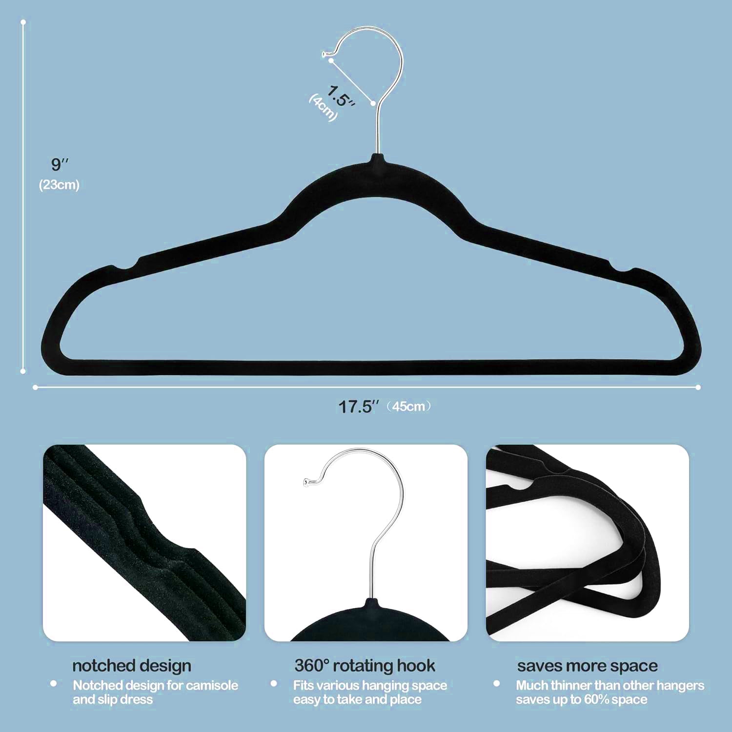 Velvet Hangers - Black - 25pcs