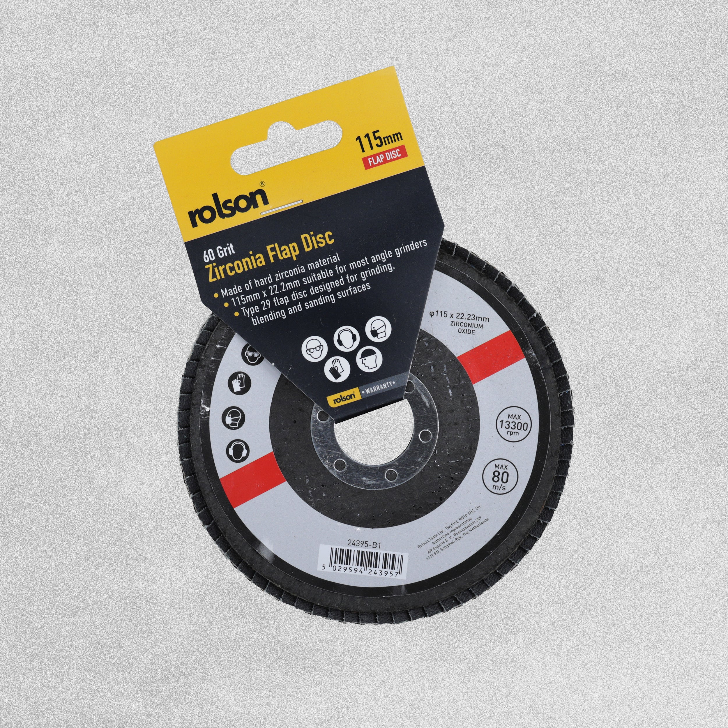 Rolson Zirconia  Flap Disc  115 x 1 x 22.2mm - 36 Grit & 60 Grit