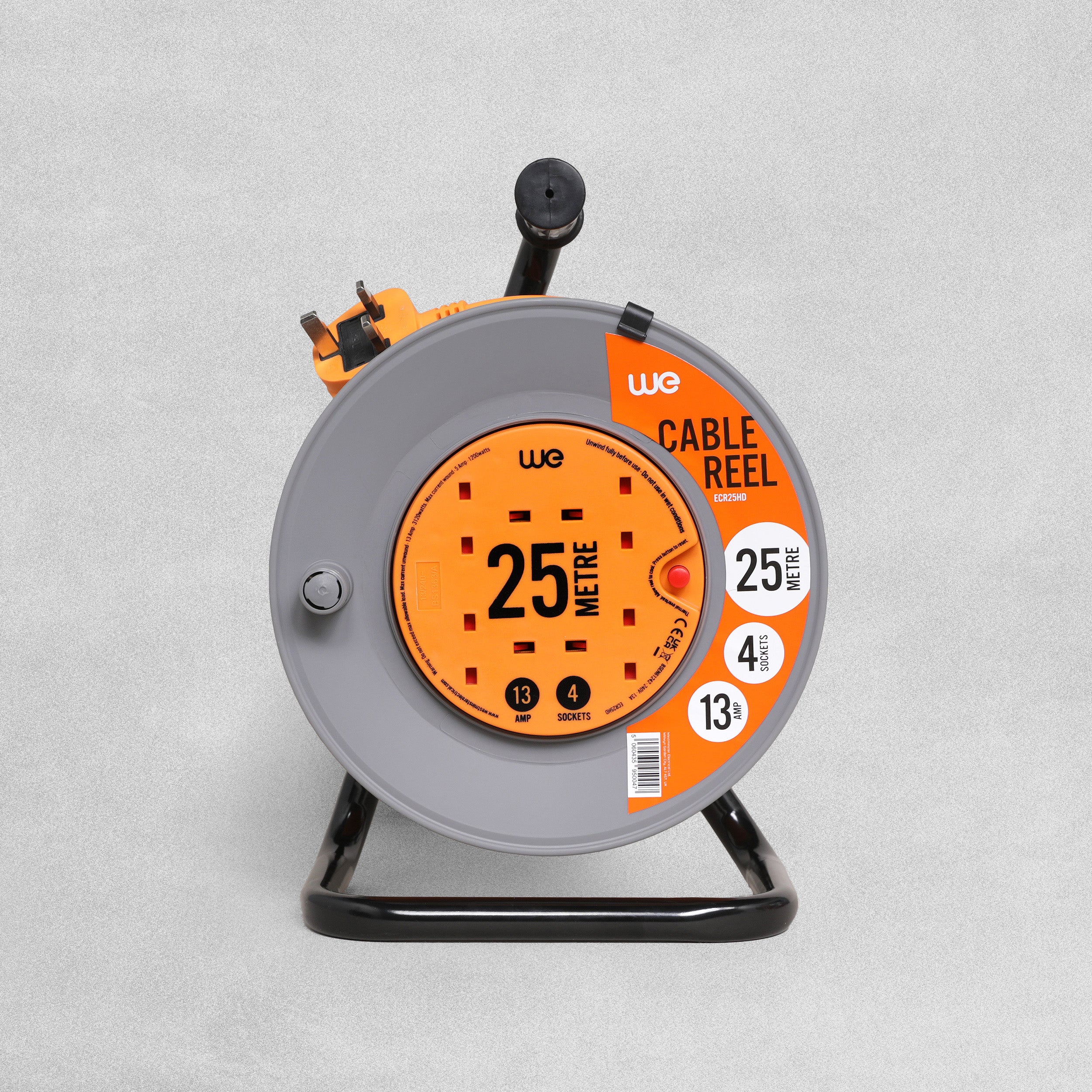 4 plug heavy duty extension 25m reel